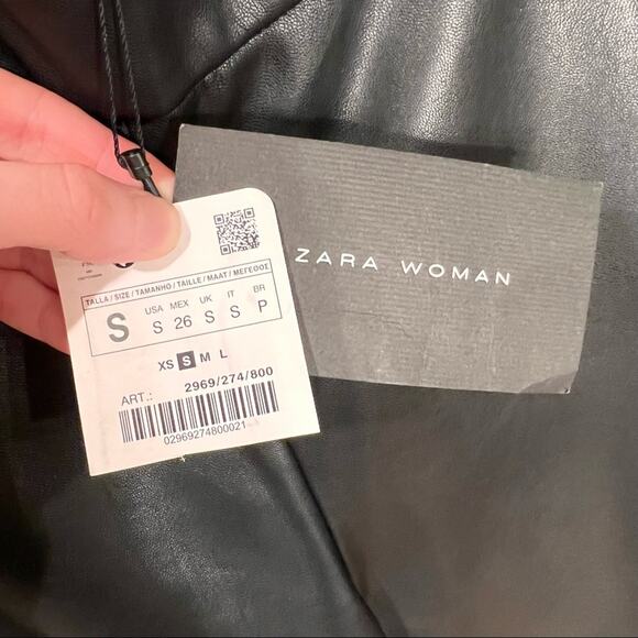 Zara Black Leather Ruffle Hem Pants - Picture 8 of 11